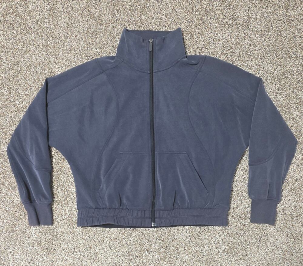 Lululemon Brushed Softstreme Funnel-Neck Zip Up Jacket Slate Gray Size 4